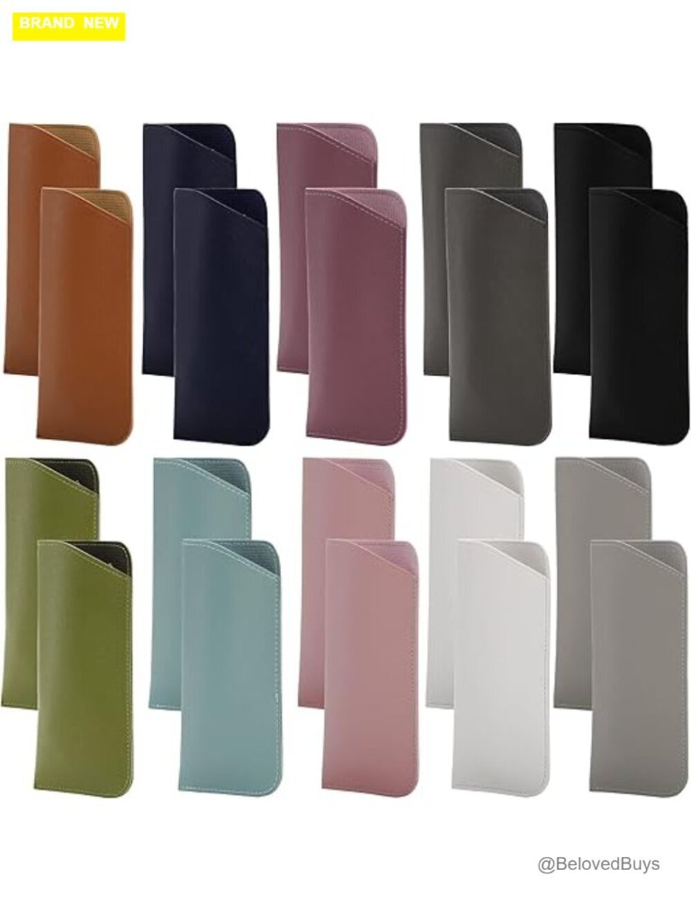 Soft PU Leather Eyeglass Case Set - Travel Sunglasses Pouch Slip-In